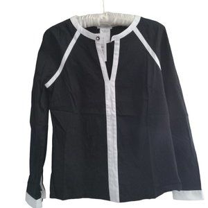 Woman's Pull Over Blouse Black & White long sleeve shirt Italy size 0